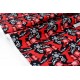 Tissu américain patchwork- thème de Noël renne et flocon de neige rouge blanc noir fond blanc x 50cm 