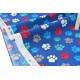Tissu américain patchwork- les empreintes d'animaux multicolore fond bleu chiné x 50cm 