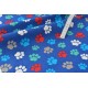 Tissu américain patchwork- les empreintes d'animaux multicolore fond bleu chiné x 50cm 