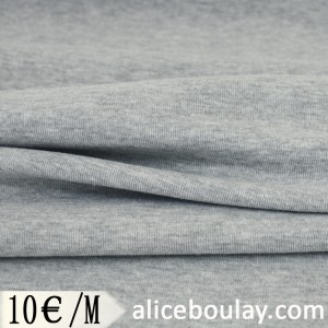 Tissu jersey en coton gris chiné