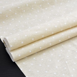 Tissu flanelle coton petits pois sur fond beige x 50cm 