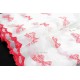 Tissu organza brodé souple broderie festonné transparent rouge x50cm 