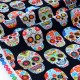 Tissu américain têtes de mort mexicaines fond noir x 50cm 