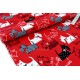 Tissu velours milleraies extra doux petits chiens chics sur fond rouge x 50cm 