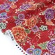 Tissu japonais coton soyeux doux traditionnel fleuri fond rouge foncé x 50cm 
