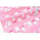 Tissu coton doux imprimé jolis ours polaire sur fond rose x 50cm 