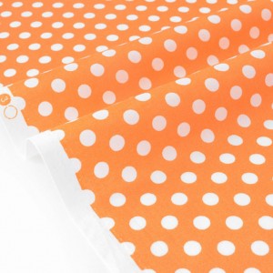 Tissu américain pois blanc sur fond orange x 50cm 