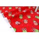 Tissu américain thème Noël les petits hiboux sur fond rouge x 50cm 