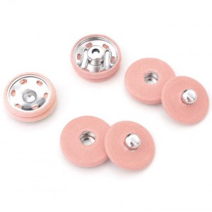 Lot de 4 boutons pression recouvert 2cm à coudre couleur rose pêche 