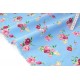 Tissu japonais coton raide fleuri vintage sur fond bleu x 50cm 