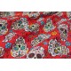 Tissu américain têtes de mort mexicaines sur fond rouge fleuri x 50cm 