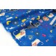 Tissu popeline coton fluide animaux chat et chiens sur fond bleu x 50cm 
