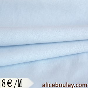 Tissu lin et coton bleu pâle x 50cm