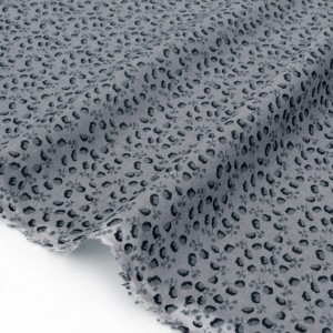 Tissu batiste coton soyeux fluide fleuri gris x 50cm 