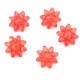 Bouton polyester fleur translucide effet moulé rouge x 5 pièces 