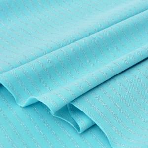 Tissu jersey coton fluide rayures argentées bleu glacier x50cm 
