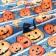 Tissu américain Thème Halloween citrouille et chat  x 50cm 