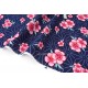 Tissu japonais coton gaufré fleur de cerisier étoiles asanoha fond marine x 50cm