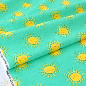 Lot de 2 Tissu américain 1.3M flanelle coton extra-doux petit soleil vert menthe