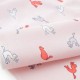 Tissu crépon coton 3 petits chats fond rose x 50cm 
