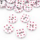 Lot de 5 boutons recouvert 2 trous blanc pois rouge taille 1.8cm 