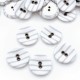 Lot de 5 boutons recouvert 2 trous rauyure gris blanchetaille 2.1cm 