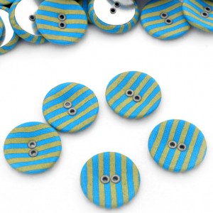 Lot de 5 boutons recouvert 2 trous rauyure bleu anis taille 2cm 