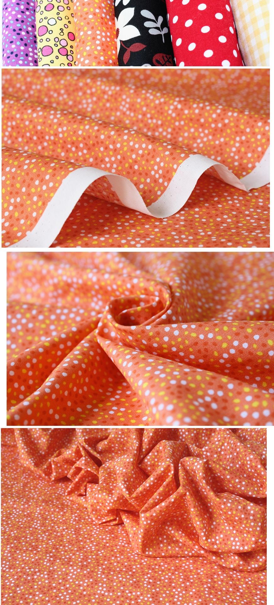 Tissu en coton imprimé orange à pois
