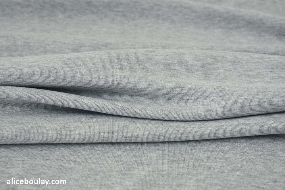 Tissu jersey en coton gris chiné