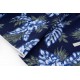 Tissu Japonais coton dobby doux motif exotique fond bleu marine x 50cm