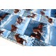 Tissu américain cheval et neige fond bleu x 60cm 