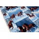 Tissu américain cheval et neige fond bleu x 60cm 