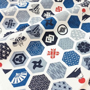 Tissu Japonais coton dobby motif traditionnel geométrique x 50cm