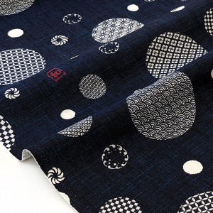 Tissu Japonais coton dobby motif traditionnel marine x 50cm