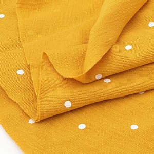 Destock 2m tissu jersey coton moutarde pois blanc largeur 143cm 