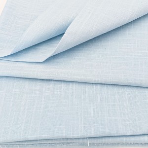 Destock lot 1.36m tissu coton et lin dobby souple bleu largeur 140cm