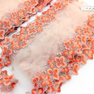 Destock lot 4.9m dentelle haute couture tulle brodé broderie fluide largeur 13cm