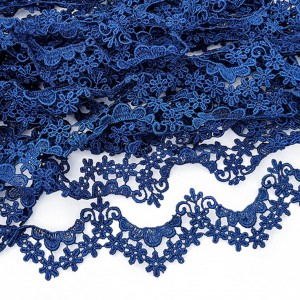 Destock 10m dentelle guipure polyester bleu largeur 4cm