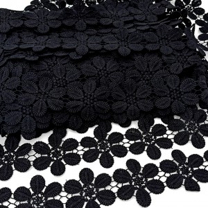 Destock 17.3m dentelle guipure haute couture douce fluide noir largeur 5cm