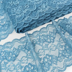 Déstock 10.8m dentelle élastique lingerie bleu largeur 13.7cm