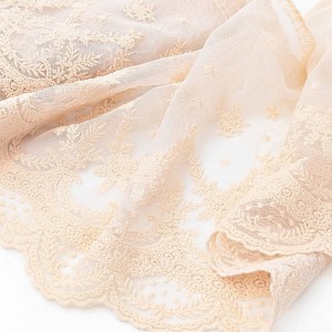 Destock 7.5m dentelle tulle brodé broderie coton doux largeur 23cm