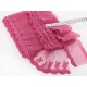 Destock lot de dentelle tulle brodé broderie coton rose largeur 5-10cm