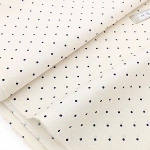 Destock 2m tissu coton soyeux petit pois fond écrue largeur 140cm