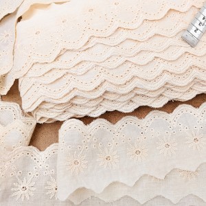 Déstock 14m broderie anglaise coton vanille largeur 5cm