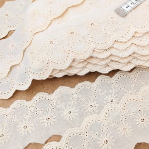 Déstock 13.5m broderie anglaise coton vanille largeur 5cm