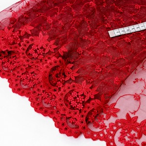 Destock 1.1m dentelle tulle brodé broderie haute couture largeur 32cm