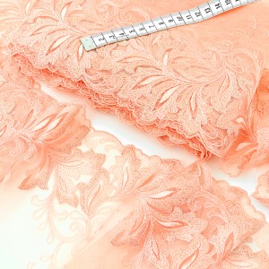 Destock 7m dentelle tulle brodé broderie fine haute couture largeur 16cm