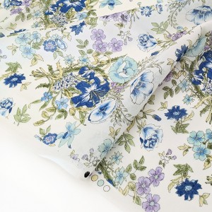 Destock 2m tissu japonais voile coton fleuri largeur 115cm