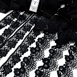 Destock lot 10m dentelle guipure polyester satinée noir largeur 2.2-3.2cm