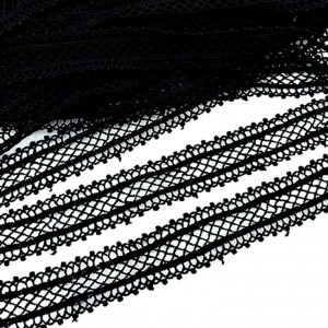 Destock 21m dentelle guipure fine haute couture noir largeur 2.1cm